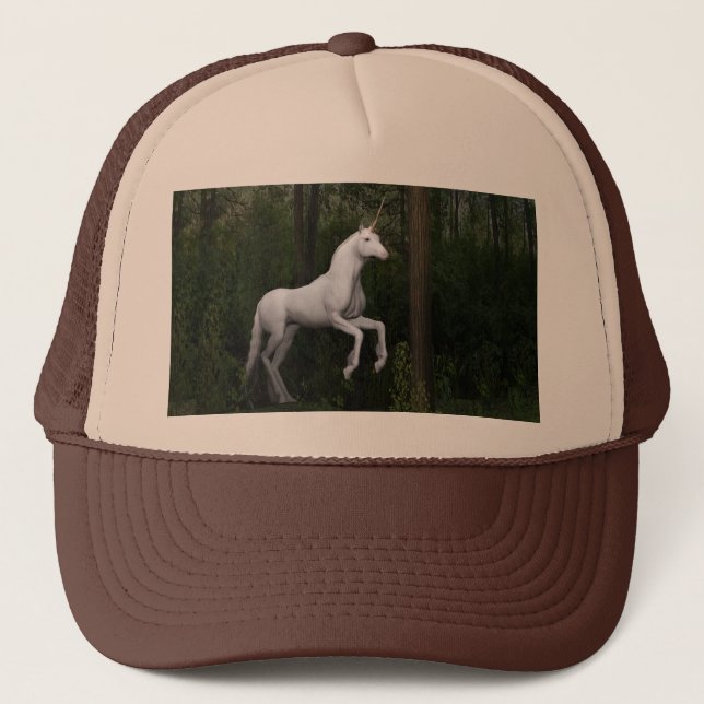 Stately White Unicorn Trucker Hat (Front)
