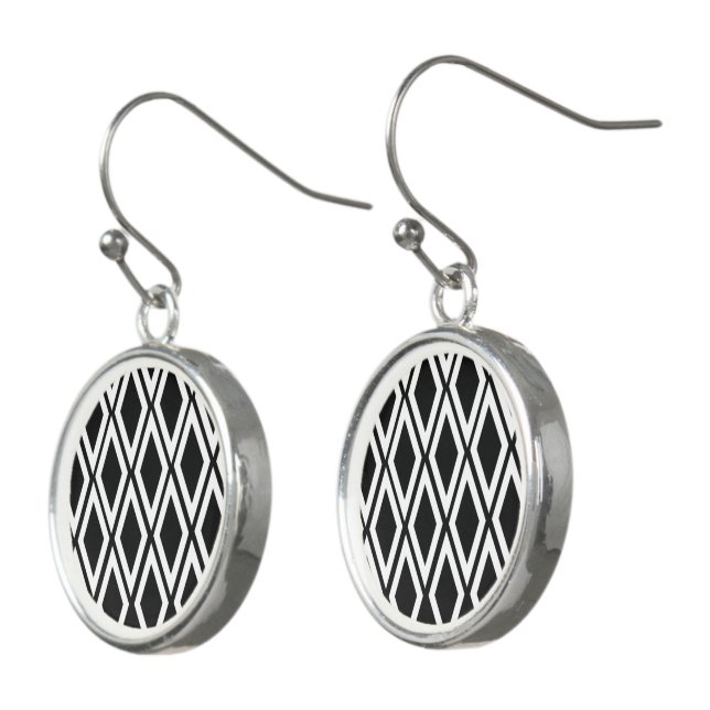 Statement Black and White Pattern Earrings (Angled)
