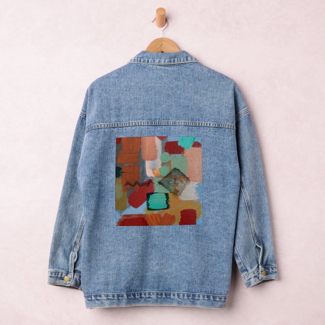 Statement Denim Jacket with Abstract Artwork (Hangar)
