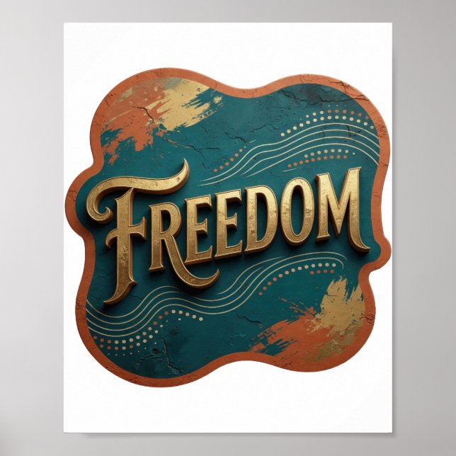 Statement Gold FREEDOM Slogan Design Poster (Front)