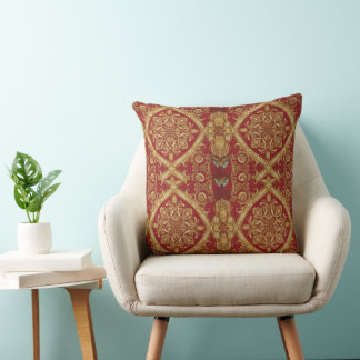 Statement Golden Red Ornate Cushion 4 Living Room