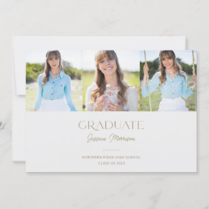 Statement Name Multi Photo Gold Graduation Party Invitation