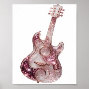 Statement Silver PINK GLITTER GUITAR Design Poster