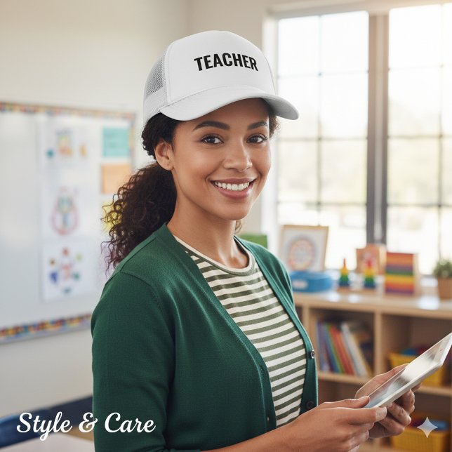 Statement TEACHER Text Trucker Hat for Educators (Statement TEACHER Text Trucker Hat for Educators)