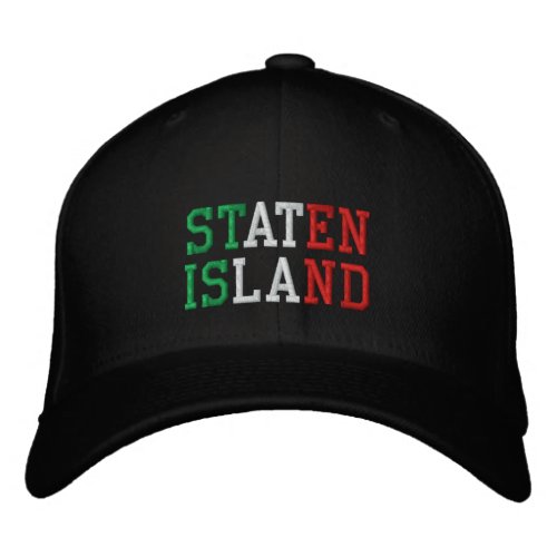 STATEN ISLAND front NYC back Green White Red Embroidered Baseball Cap