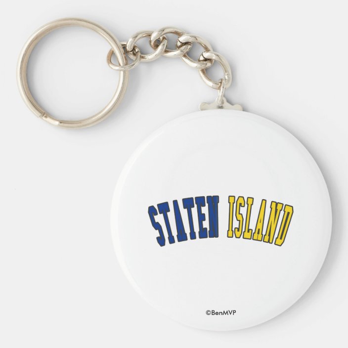 Staten Island in New York State Flag Colors Keychain