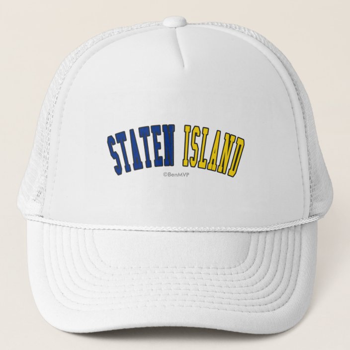 Staten Island in New York State Flag Colors Trucker Hat