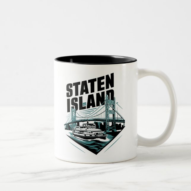 Staten Island New York Ferry Two-Tone Coffee Mug (Right)
