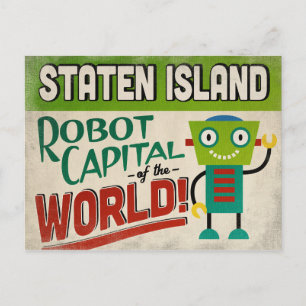 Staten Island New York Robot - Funny Vintage Postcard