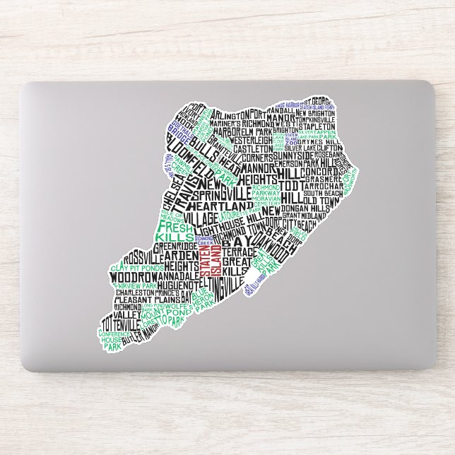 Staten Island New York Word Art Map Sticker (Computer)