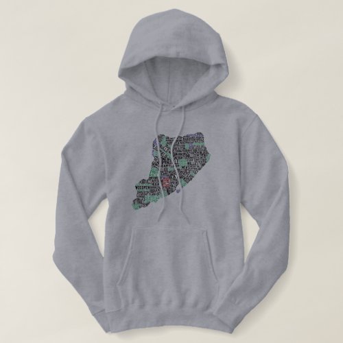 Staten Island NY Typography Map Hoodie