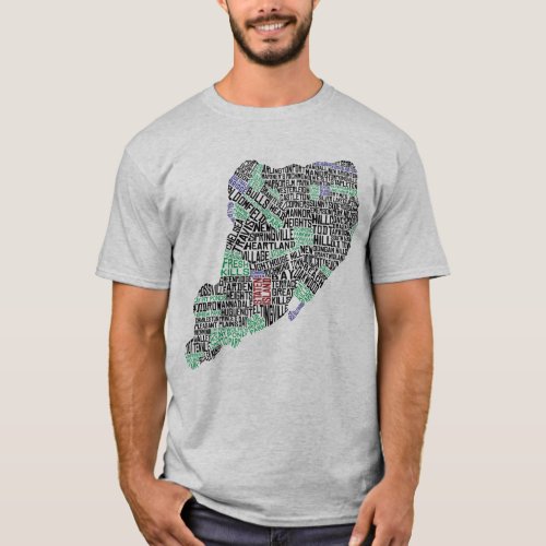 Staten Island NY Typography Map Tee Shirt