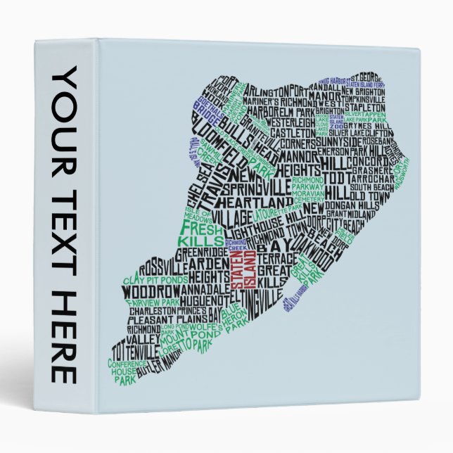 Staten Island NYC Word Art Map Binder (Front/Spine)