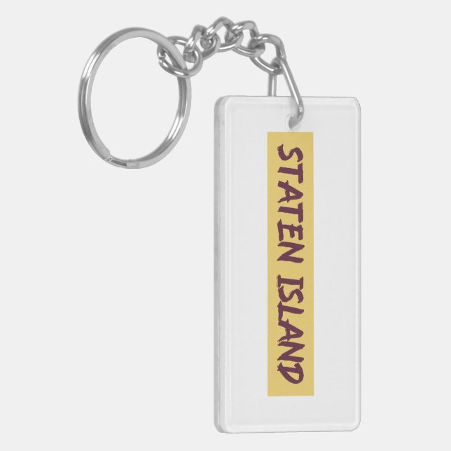 Staten Island Text Base Design  Keychain (Front Left)