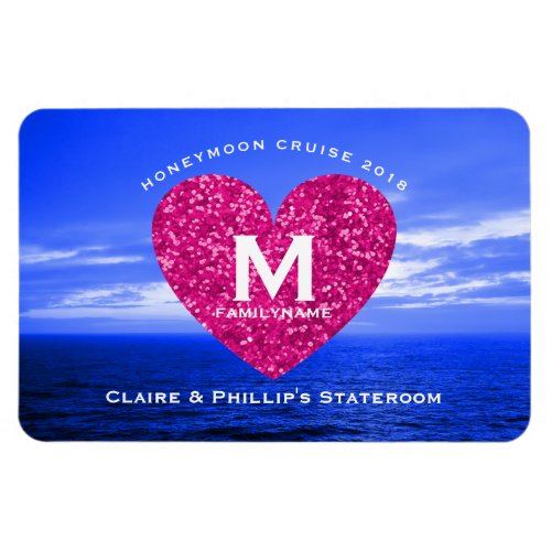 Stateroom Door Marker Honeymoon Cruise Pink Heart Magnet