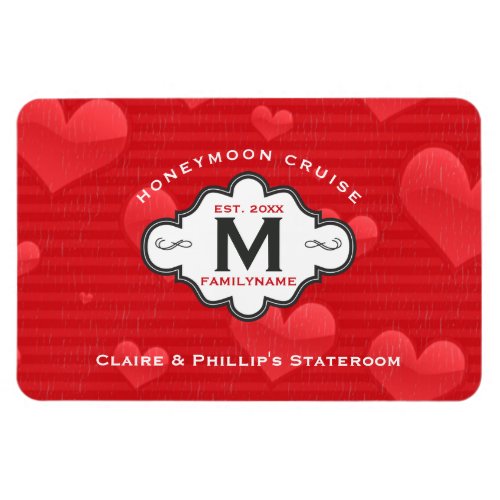 Stateroom Door Marker Honeymoon Cruise Red Hearts Magnet
