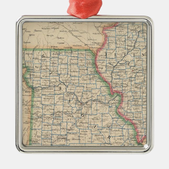 States of Illinois, Missouri, and Arkansas Metal Ornament (Front)
