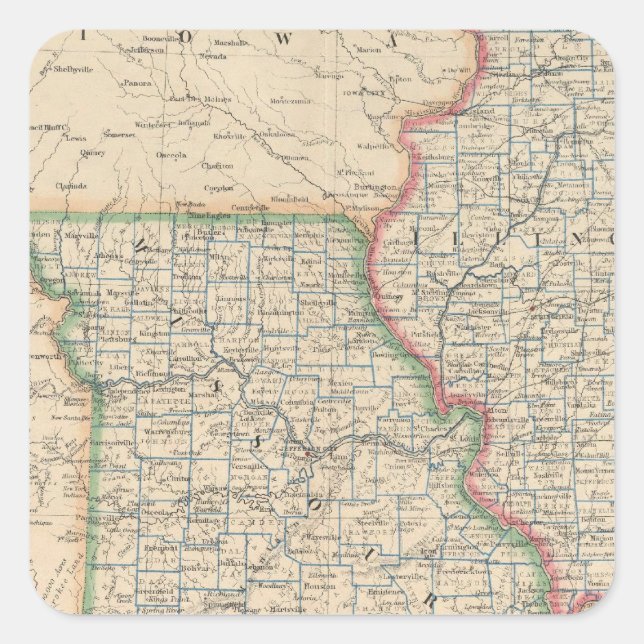 States of Illinois, Missouri, and Arkansas Square Sticker (Front)