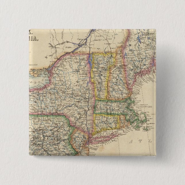 States of Maine, New Hampshire, Vermont Pinback Button (Front)