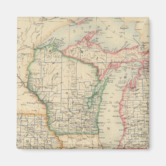 States of Michigan, Wisconsin and Iowa Magnet (Front)