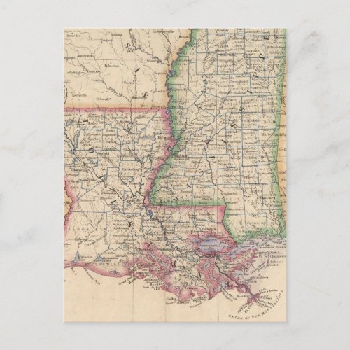 States of Mississippi and Louisiana Postcard