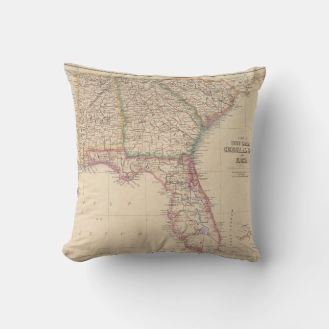 States of South Carolina, Georgia, and Alabama Throw Pillow (Front)