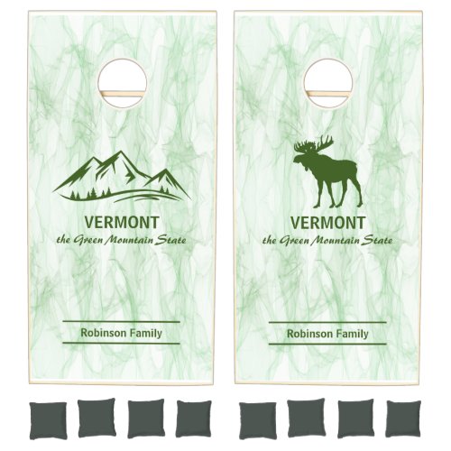 States with Mountains and Moose Personalized Cornhole Set