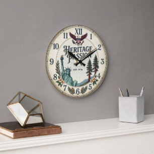 Stateside Styles Heritage American Eagle Wall Cloc Large Clock