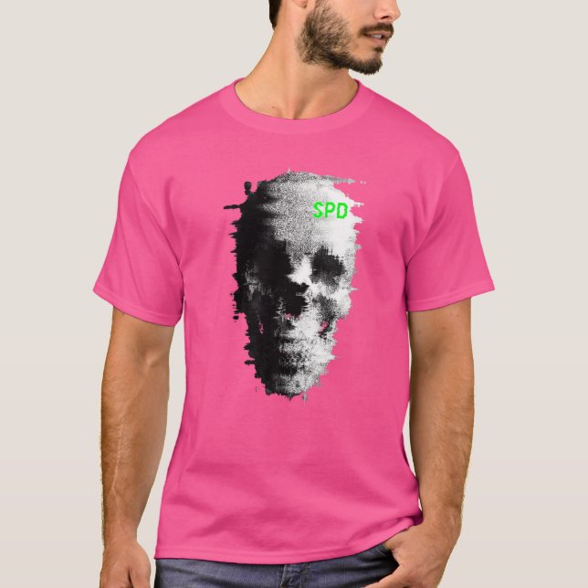 Static Glitch Ghost Skull TV T-Shirt (Front)