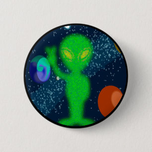 Static Peace Space Alien Button