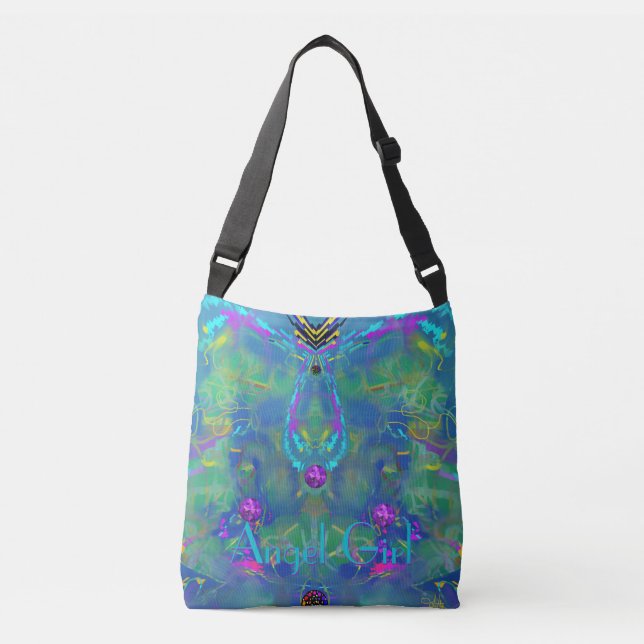 Static Stunning Abstract with Your Text Crossbody Bag (Front)