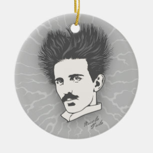 Static Tesla Ceramic Ornament