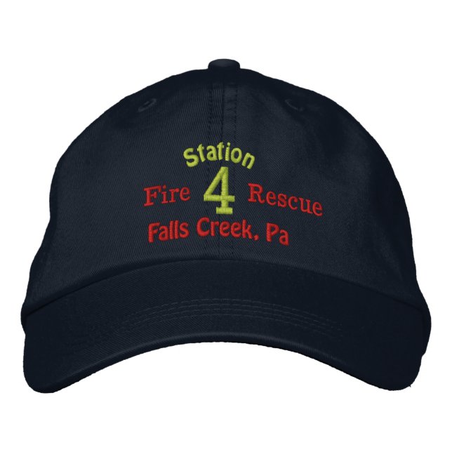 Station 4-Firefighter Hat-Embroidered Embroidered Baseball Cap (Front)
