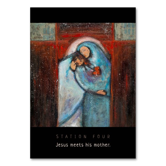 Station Four, Jesus meets mother Prayer Card (Front)