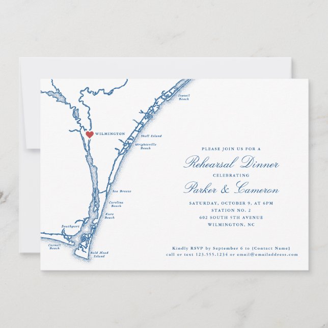 Station No 2 Wilmington Wedding Rehearsal Dinner Invitation (Front)