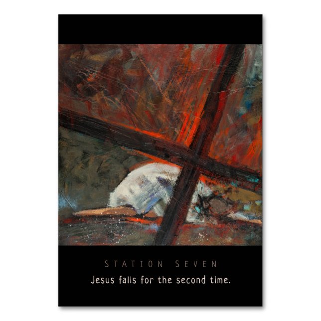 Station Seven, Jesus falls #2, Prayer Card (Front)