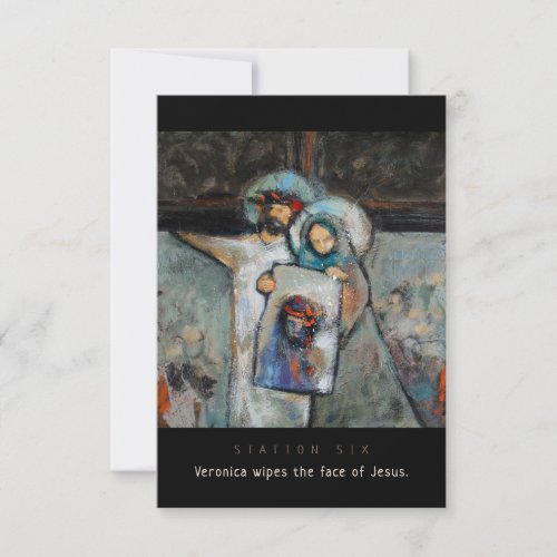 Station Six Veronica wipes face Prayer Card