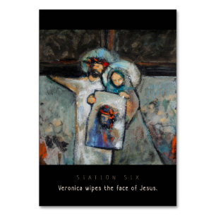 Station Six, Veronica wipes face, Prayer Card