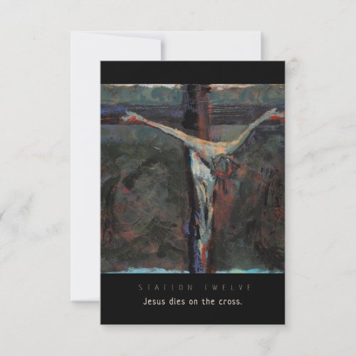Station Twelve Jesus dies on cross Prayer Card