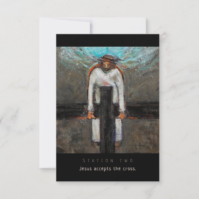 Station Two, Jesus Accepts Cross Prayer Card (Front)