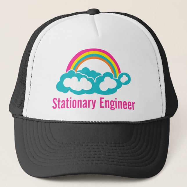 Stationary Engineer Cloud Rainbow Trucker Hat (Front)