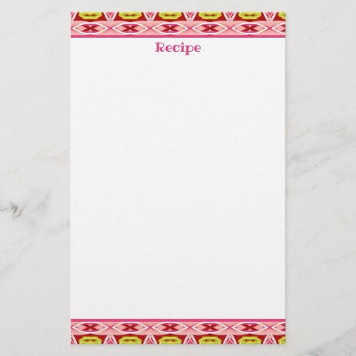 Stationary Recipe Note Paper