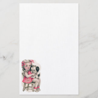 Stationary Vintage Girl & Puppy Stationery