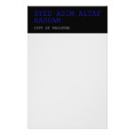 SYED ASIM ALTAF HASSAM  Stationery