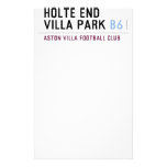 HOLTE END VILLA PARK  Stationery