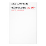 ABLE SCRAP CARS  WARWICKSHIRE  Stationery