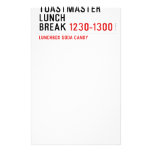 Toastmaster Lunch break  Stationery