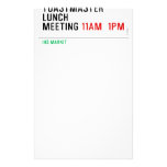 TOASTMASTER LUNCH MEETING  Stationery