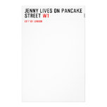Jenny lives on pancake Street  Stationery