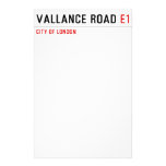 vallance road  Stationery